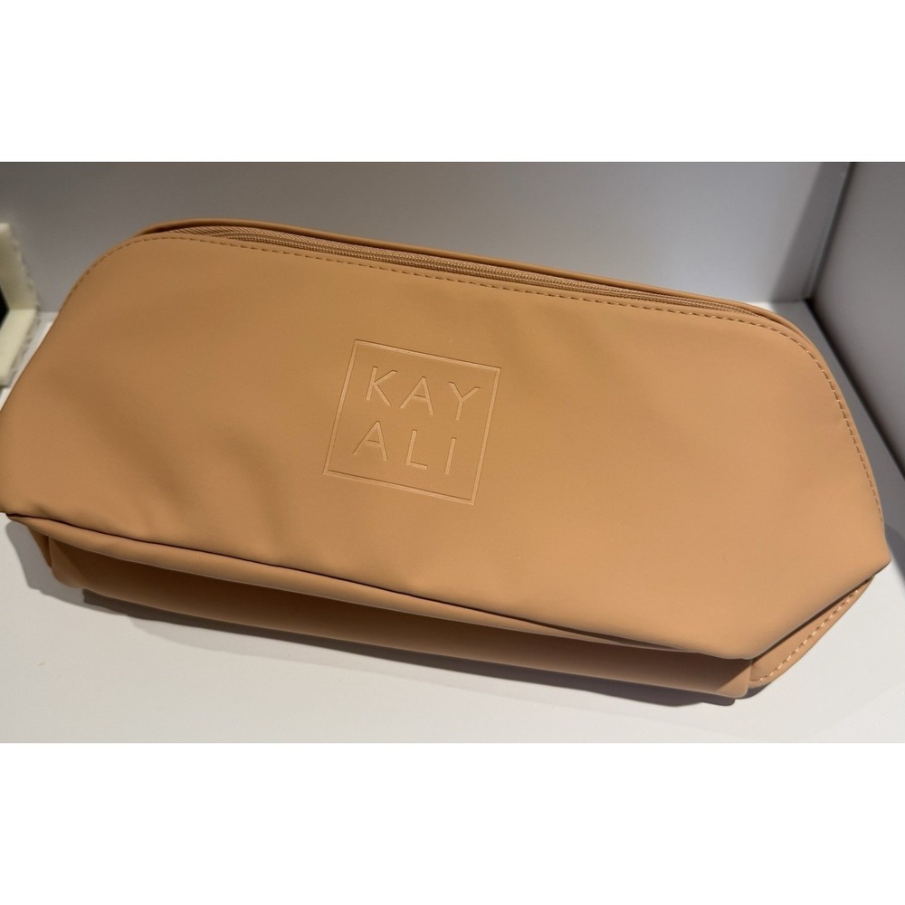 KAYALI Large Nude Beige Cosmetic Makeup Travel Organizer Toiletry Bag Case